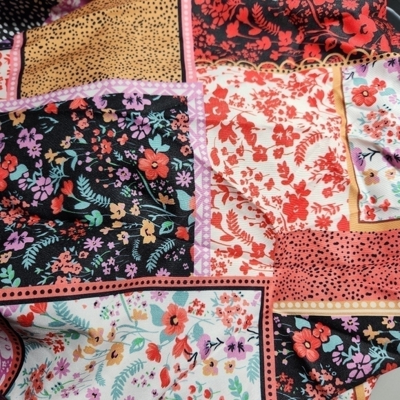 Dress Patchwork Bohemian Mini Dress Floral Adjustable spaghetti straps Size M - Picture 7 of 12